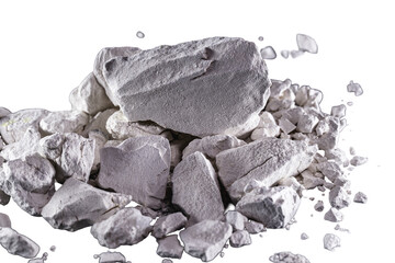 Calcium and Magnesium stones, white background. Called virgin lime or quicklime