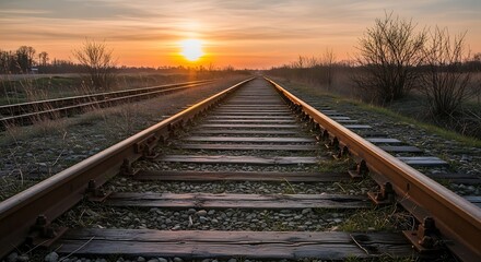 Sunset Railroad Tracks.