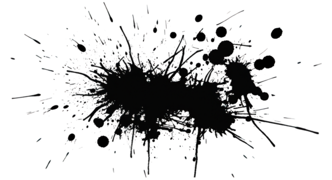 Black ink splatter isolated on transparent background for design element use - Powered by Adobe