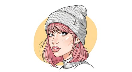 Stylish Woman in a Knitted Hat.