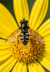 Hoverfly on a Yellow Flower.