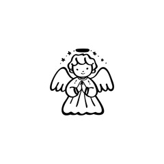 Christmas angel hand drawn vector illustration