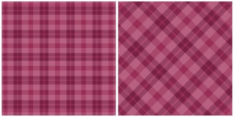 Plaid fabric textures in shades of pink and red