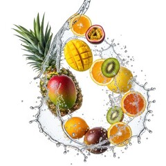 Tropical Fruits Explosion in Sparkling Water – Luxury Advertising Concept