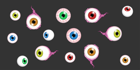 Halloween eyeballs illustration Stickers set