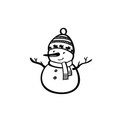 Snowman hand drawn vector illustration