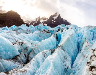 Glacial ice formations in vibrant blue hues