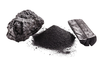 charcoal on an insulating, wooden or granulated base, on white background