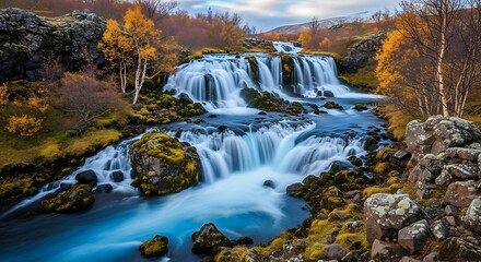 Icelandic Waterfall Landscape Beauty.