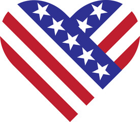 Patriotic heart of the American flag isolated. I love America
