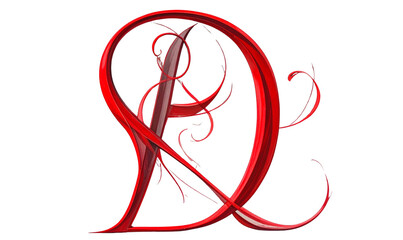 Elegant red Capital Letter D in Serif Calligraphy Style
