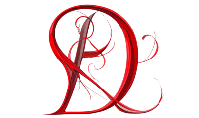 Elegant red Capital Letter D in Serif Calligraphy Style