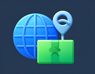 Global shipping icon, 3D style