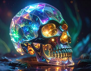 Glowing, crystalline skull
