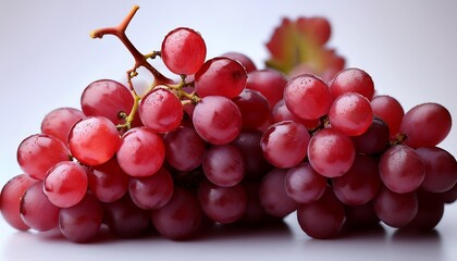 Fototapeta premium Close Up Of Ripe Red Grapes In Clustered Bunches Showing Glossy Skins Stems And Natural Textures