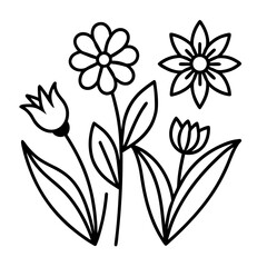 A vector illustration of a beautiful set of floral designs with flowers, leaves, and a pattern for spring decoration