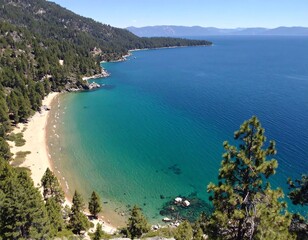 High-angle view of a lake beach