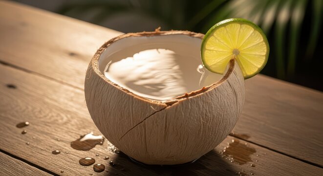 Fresh coconut water with lime