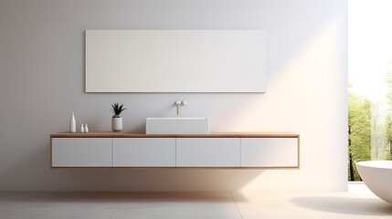 Minimalist Bathroom with White Floating Vanity
