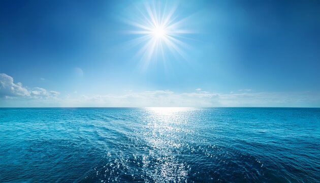 Sun Light Reflecting Or Sparkling Glitter On Water Of Sea Or Ocean With Beautiful Sky Blue Light Tone