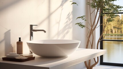 Modern Bathroom with White Vessel Sink