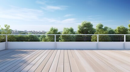 Modern Outdoor Deck with White Railing
