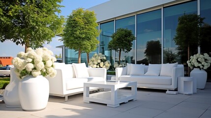 Modern Outdoor Patio with White Furniture
