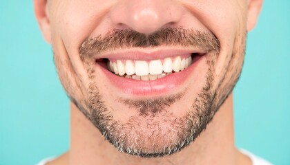 Obraz premium Close-up of a smiling man's mouth