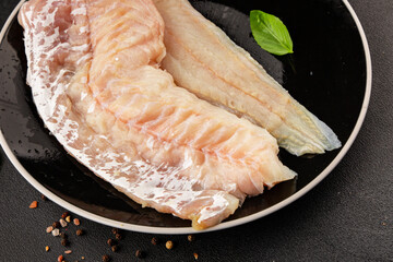 filet cod fish seafood common ling natural product tasty snack fresh delicious gourmet food background on the table rustic top view copy space pescetarian diet