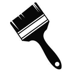 Simple black silhouette shows a paintbrush with clear bristles and a handle
