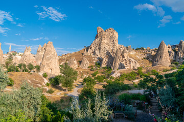 Volcanic rock formations landscape in Cappadocia, place of residence of ancient Christians