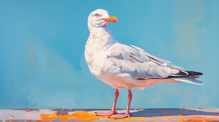 Seagull neon oil paintings thick brushstrokes