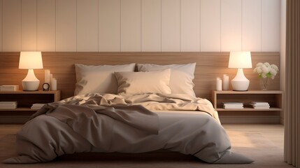 Serene Bedroom with White Bedside Lamps