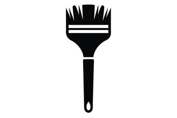 Isolated black paint brush showcases clean strokes, perfect for painting designs and projects