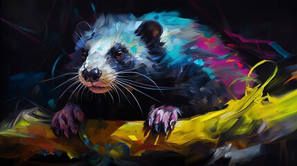 Skunk neon oil paintings thick brushstrokes