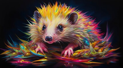 Skunk neon oil paintings thick brushstrokes