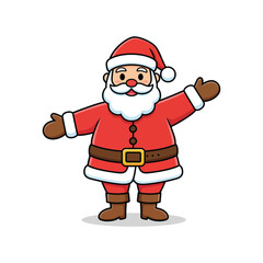 Happy Santa Claus Standing and Waving Outline Character Vector for Holiday Greeting Card Design