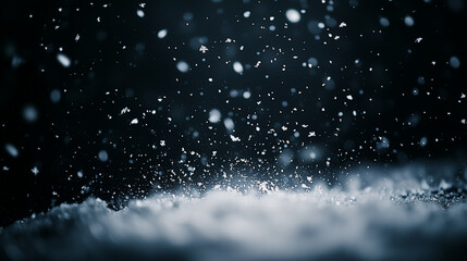 舞い散る雪と輝く雪の結晶