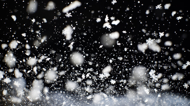 舞い散る雪と輝く雪の結晶