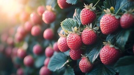 Fresh strawberries on vine