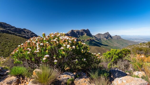 Flowering Buchu Bush On A Clear Spring Day In The Mountains Near Stellenbosch South Africa