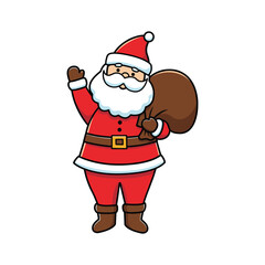 Santa Claus Outline Character with Present Vector Illustration for Holiday Gift Exchange and Event