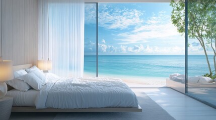A calming sea blue wallpaper with tranquil ocean views and soft light