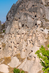 Volcanic rock formations landscape in Cappadocia, place of residence of ancient Christians
