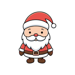 Traditional Santa Claus Outline Portrait Vector Drawing with Full Beard for Holiday Greeting Design