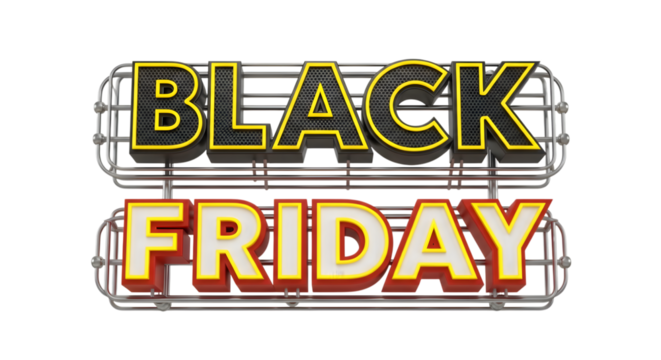 Black friday sale text isolated on transparent background