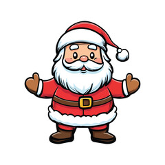 Jolly Santa Claus Outline Vector Illustration Waving with Bright Cheerful Expression for Holiday Joy