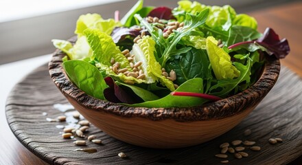 Fresh salad with sunflower seeds