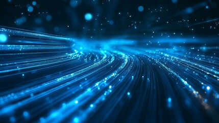 A futuristic blue wallpaper with light trails and digital effects 