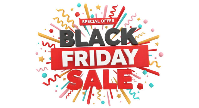 Black friday sale special offer isolated on transparent background